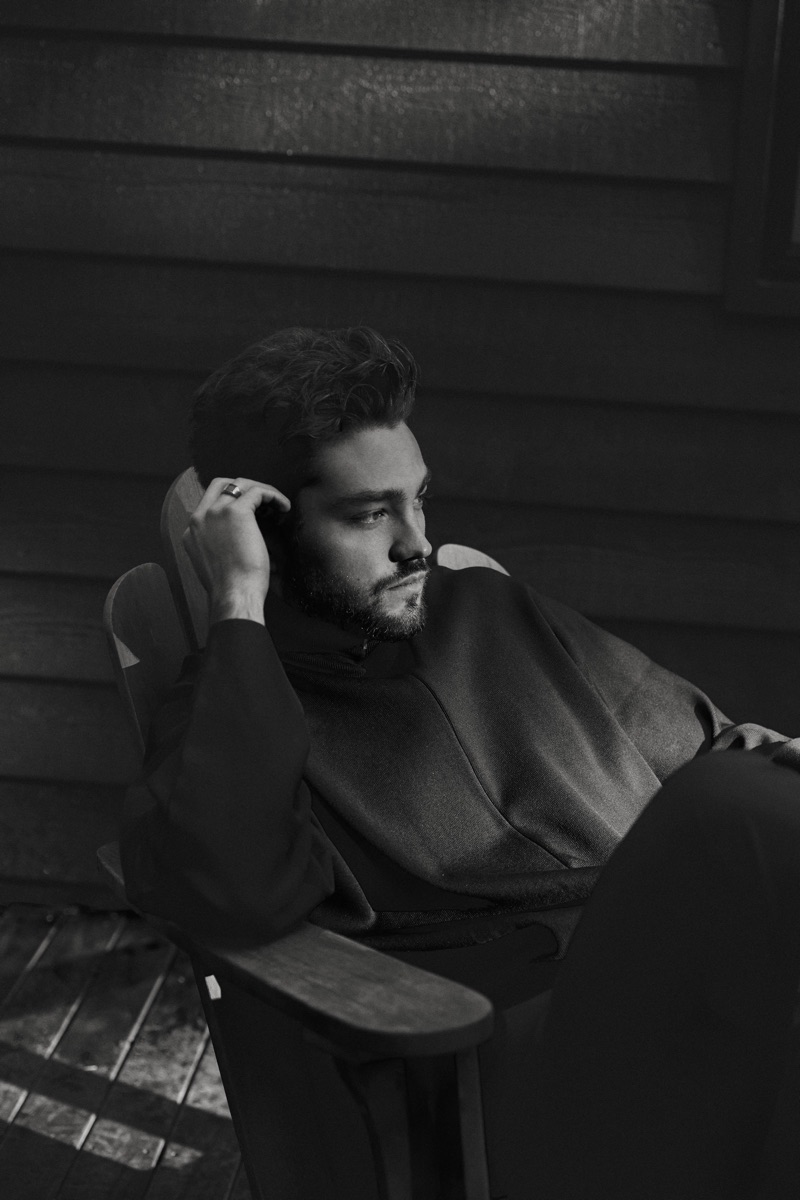 Richard wears zippered pullover COS, and pants Oxford.