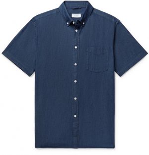 Saturdays NYC - Button-Down Collar Denim Shirt - Men - Dark denim Saturdays NYC - Button-Down Collar Denim Shirt - Men - Dark denim