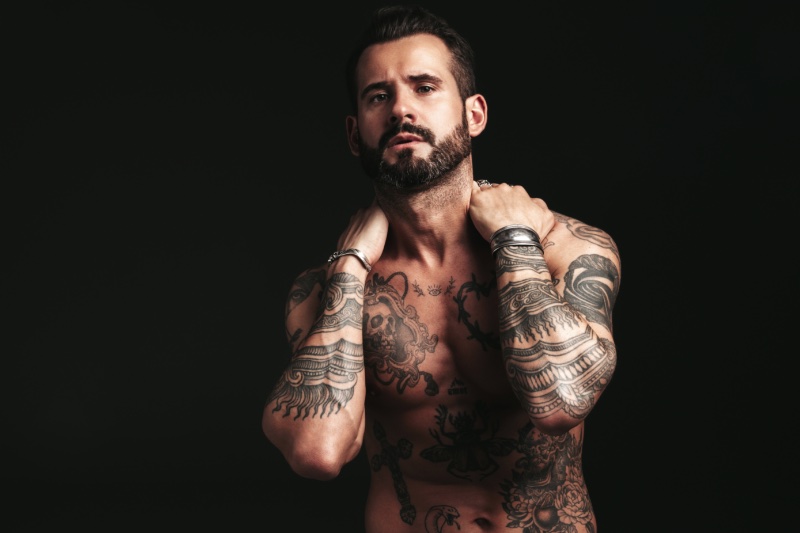 Shirtless Man Tattoos Handsome