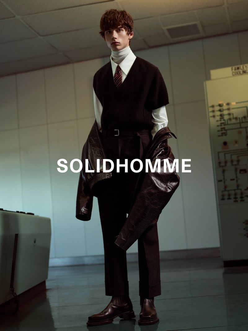 A smart vision, Augusts Traumanis is front and center for Solid Homme's fall-winter 2019 campaign.