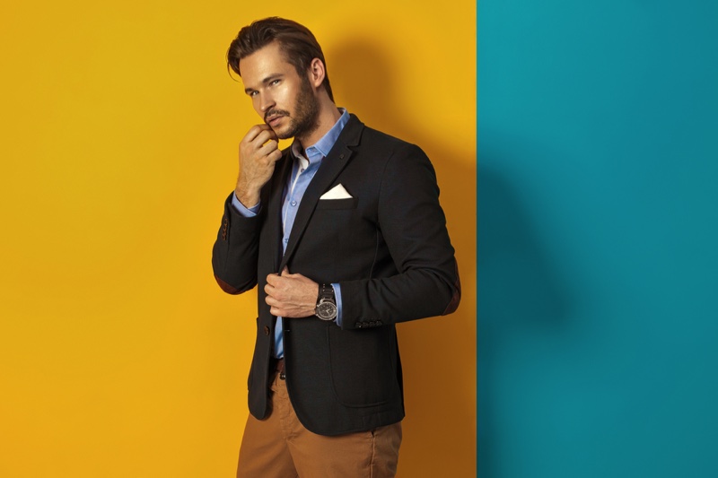 Stylish Male Model Blazer Beard