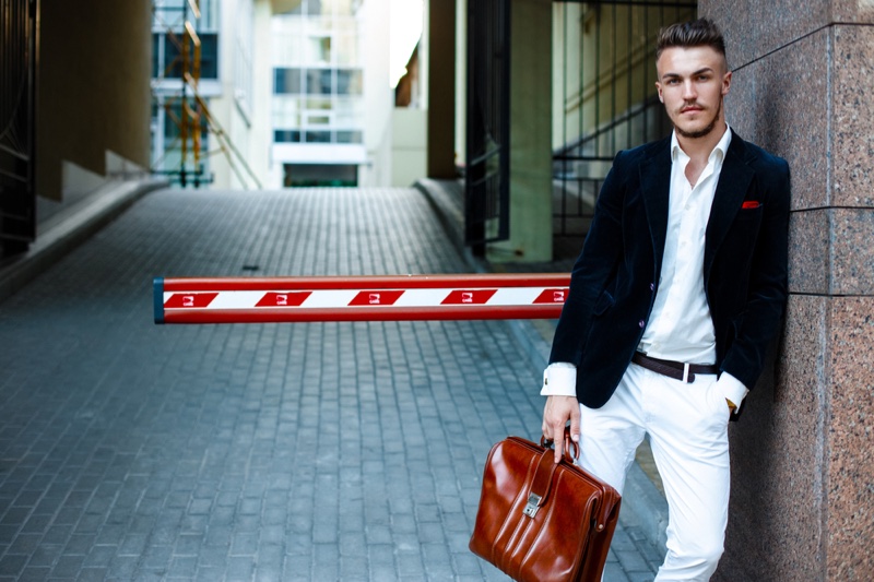 Stylish Man Street Style Blazer White Pants