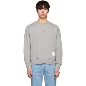 Thom Browne Grey Chunky Honeycomb Pique 4-Bar Sweatshirt Thom Browne Grey Chunky Honeycomb Pique 4-Bar Sweatshirt