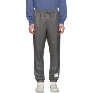 Thom Browne Grey Twill Track Trousers Thom Browne Grey Twill Track Trousers