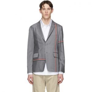 Thom Browne Grey Unconstructed Classic Blazer Thom Browne Grey Unconstructed Classic Blazer