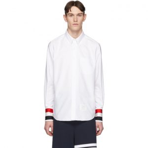 Thom Browne White Grosgrain Cuff Shirt Thom Browne White Grosgrain Cuff Shirt