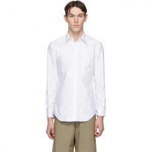 Thom Browne White Oxford Lattice Anchor Shirt Thom Browne White Oxford Lattice Anchor Shirt