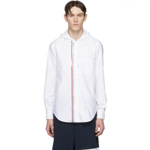 Thom Browne White Zip-Front Oxford Shirt Thom Browne White Zip-Front Oxford Shirt