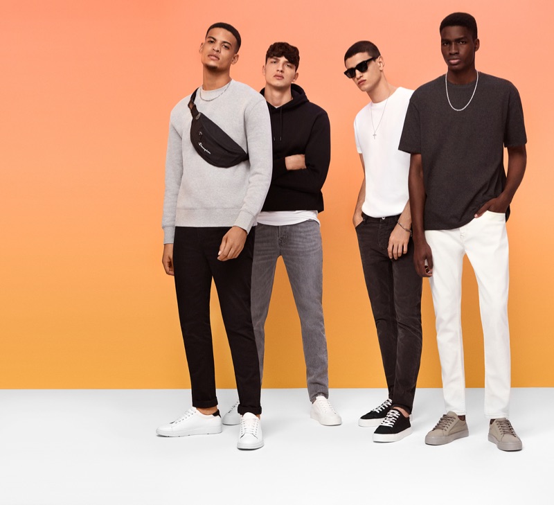 Embracing basics, Glen Abrantes, Romain Hamdous, Azim Osmani, and Michael Oladayo Chima model Topman.