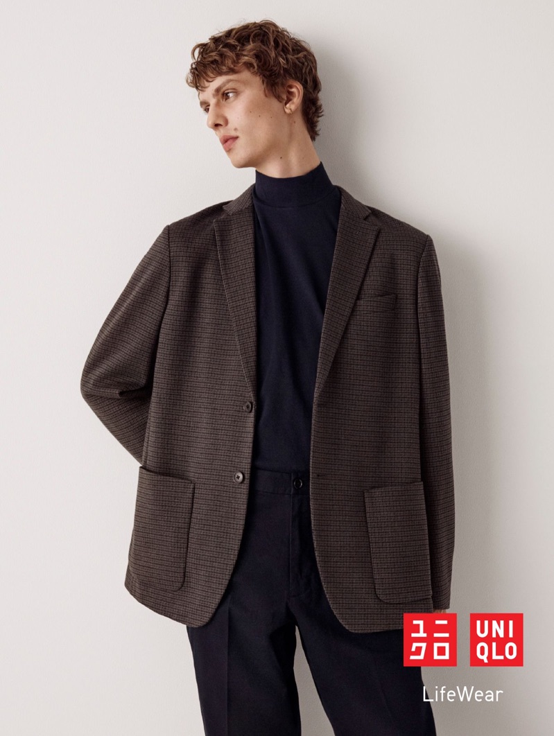 German model Leon Dame appears in the UNIQLO LifeWear fall-winter 2019 men's campaign.