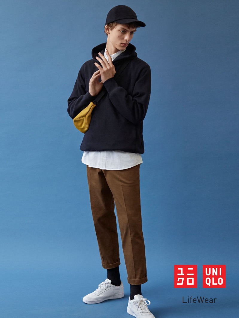 Front and center, Leon Dame stars in the UNIQLO LifeWear fall-winter 2019 men's campaign.