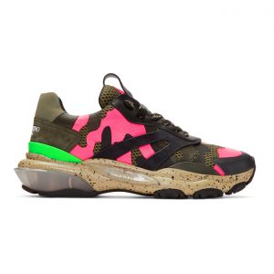 Valentino Khaki and Black Valentino Garavani Camo Bounce Sneakers Valentino Khaki and Black Valentino Garavani Camo Bounce Sneakers