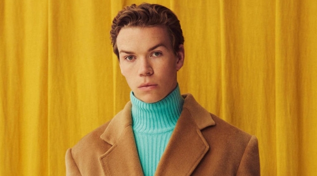 Will Poulter Connects with Harrods, Talks 'Midsommar' Actor Will Poulter sports a BALENCIAGA coat £2,550 and polo neck £975.