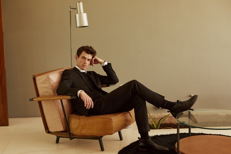 A sartorial vision, Luc van Geffen appears in s.Oliver Black Label's fall-winter 2019 campaign.