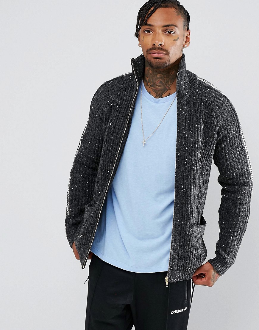 ASOS Textured Funnel Neck Jacket in Charcoal Gray The Fashionisto