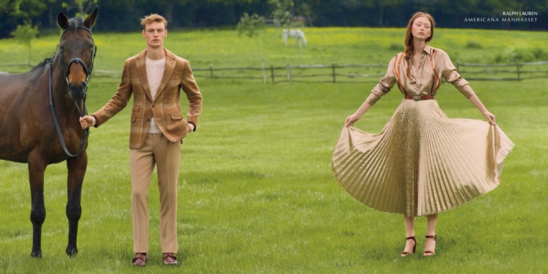 Embracing neutrals, Roberto Sipos and Sara Grace Wallerstedt wear Ralph Lauren.