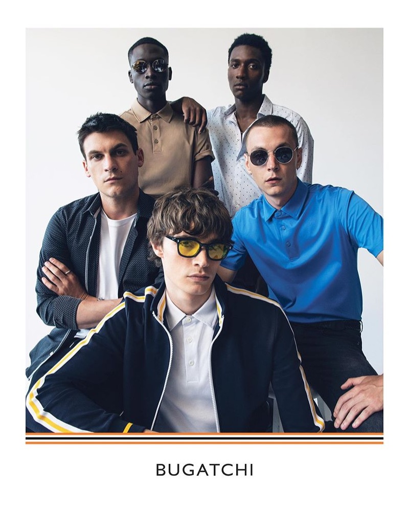 Bugatchi features Miles Garber, Liam Little, Yuri Pleskun, Baba Diop, and Nakee in its fall-winter 2019 campaign. 