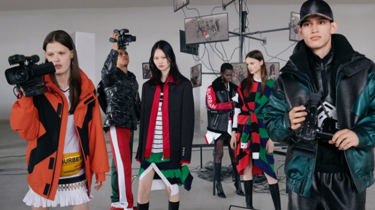 Anna Ross, Junior Vasquez, He Cong, Mammina Aker, Kacie Hall, and Alexis Chaparro star in Burberry's fall-winter 2019 campaign.