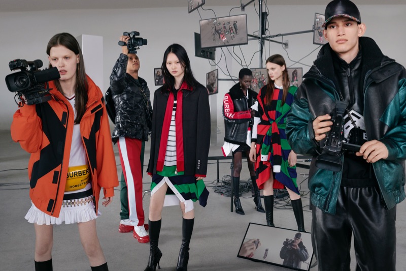 Anna Ross, Junior Vasquez, He Cong, Mammina Aker, Kacie Hall, and Alexis Chaparro star in Burberry's fall-winter 2019 campaign.