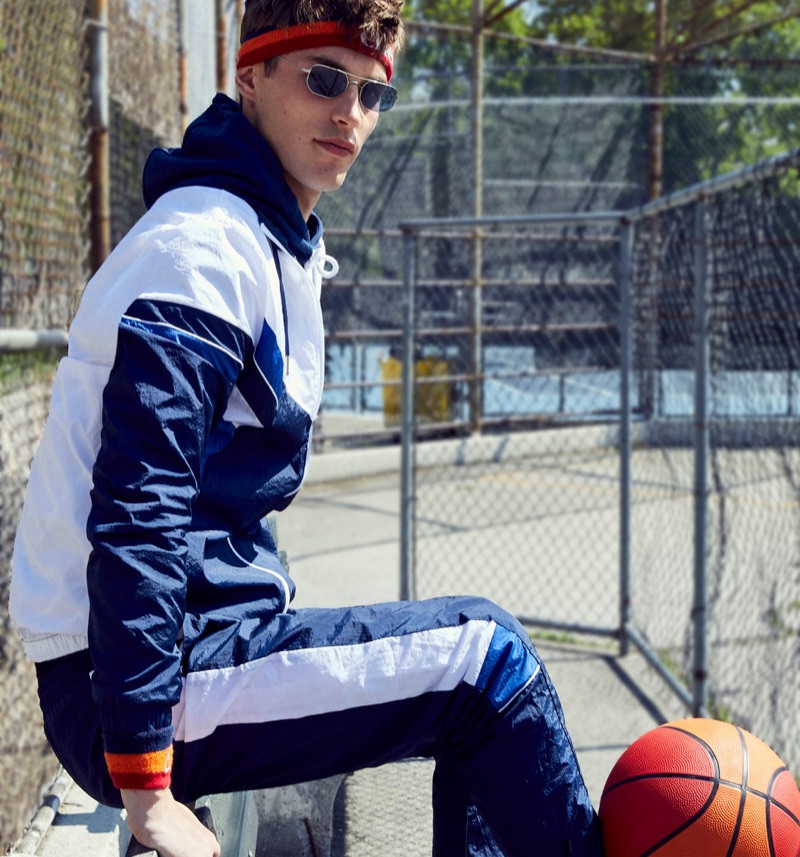 Kit Butler embraces sporty style for Ellesse's fall-winter 2019 campaign.