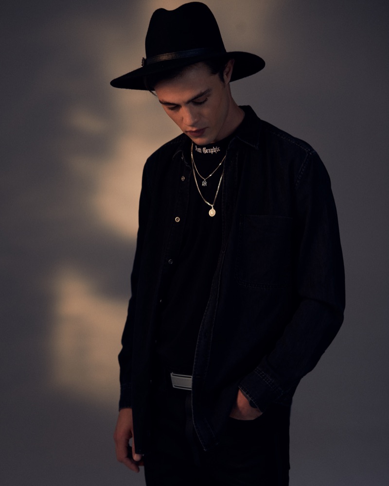 Stefan wears t-shirt Zara, hat Crystal Birch, shirt and jeans Diesel.