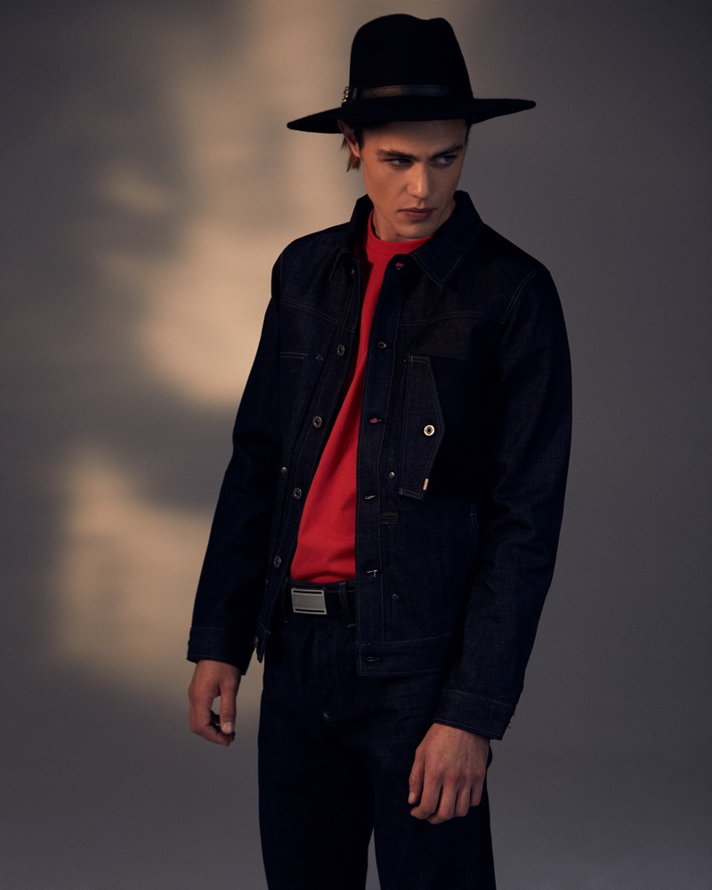 Stefan wears t-shirt Diesel, hat Crystal Birch, jacket and jeans G-Star Raw.