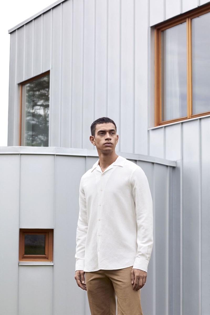 Donning a simple look, Raith Clarke appears in Filippa K's fall-winter 2019 campaign.