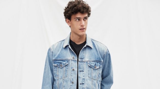 Gap Launches Denim Through the Decades Collection Xavier Serrano wears Gap's '90s Originals oversized Icon denim jacket $98 and easy fit jeans $69.95.