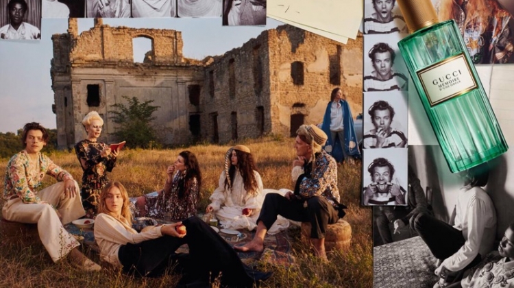 Harry Styles joins models for Gucci's Mémoire d'une Odeur fragrance campaign.