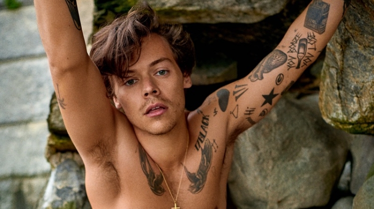 Ryan McGinley photographs a shirtless Harry Styles for Rolling Stone magazine.