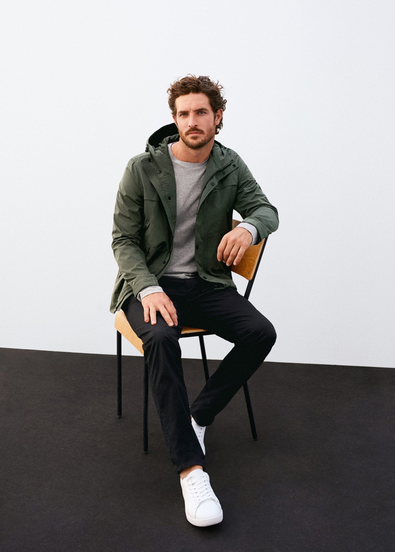 Front and center, Justice Joslin dons a parka from Mango.