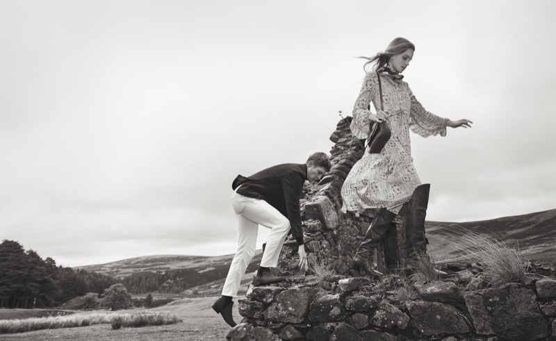 Mathias Lauridsen and Rebecca Leigh Longendyke front Mango's fall 2019 campaign.