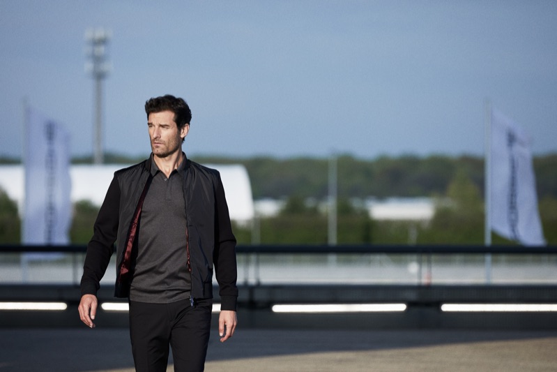 Taking to the track, Mark Webber stars in the BOSS x Porsche fall-winter 2019 campaign.