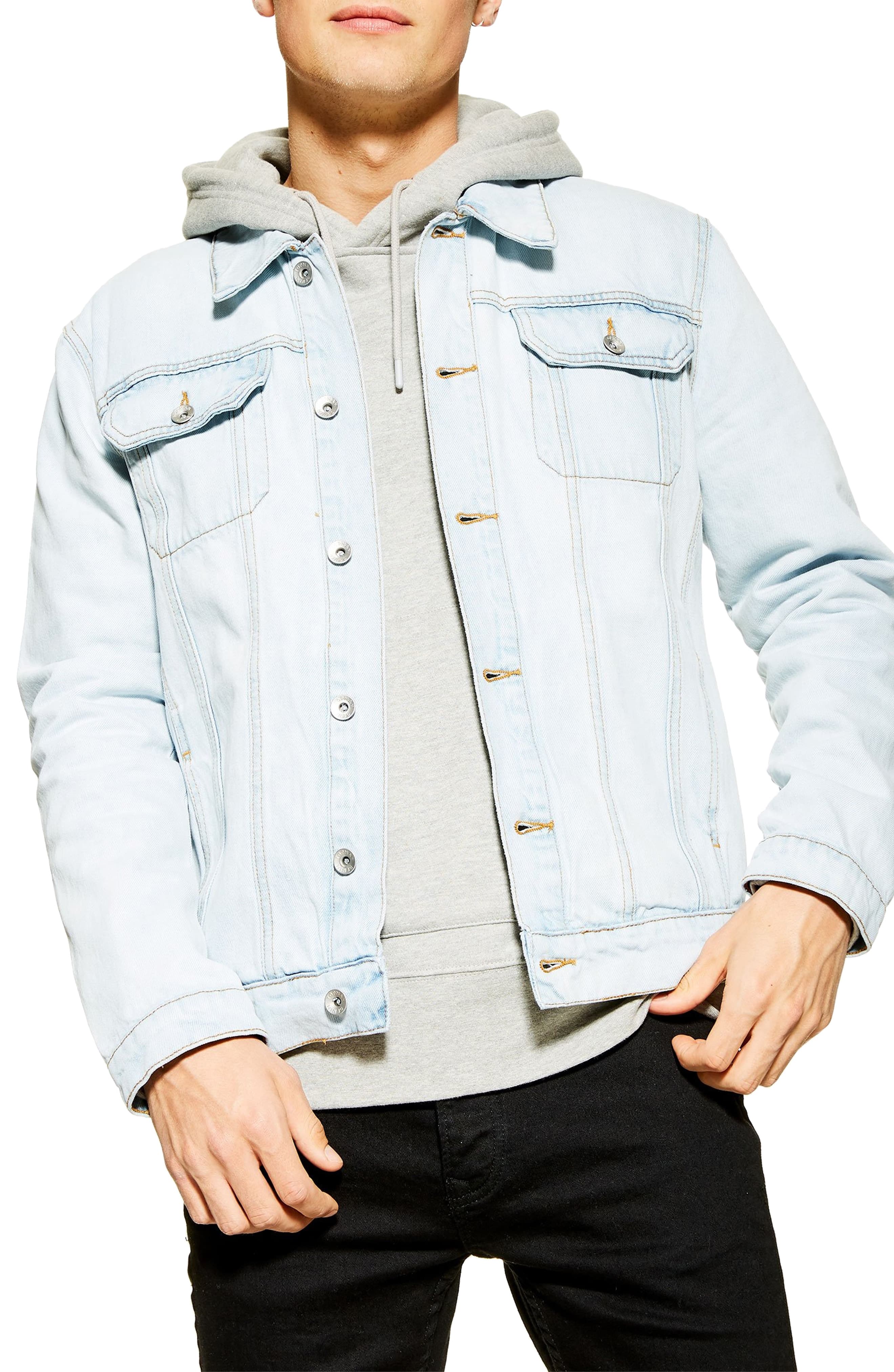 Men’s Topman Core Classic Fit Denim Trucker Jacket, Size Large Blue The Fashionisto