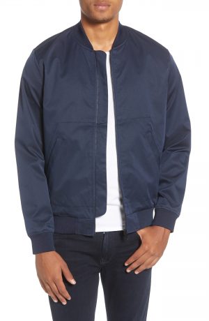 Men's Topman Icon Classic Bomber Jacket, Size Large - Blue Men's Topman Icon Classic Bomber Jacket, Size Large - Blue