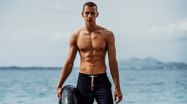 Augusta Alexander & Pranav Bhargav Sail Into Fall with Orlebar Brown Augusta Alexander sports swim shorts from Orlebar Brown's fall-winter 2019 collection.