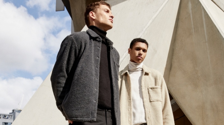 Models David Trulik and Gilbert Van Damme wear fall looks from Pull & Bear's Urban collection.