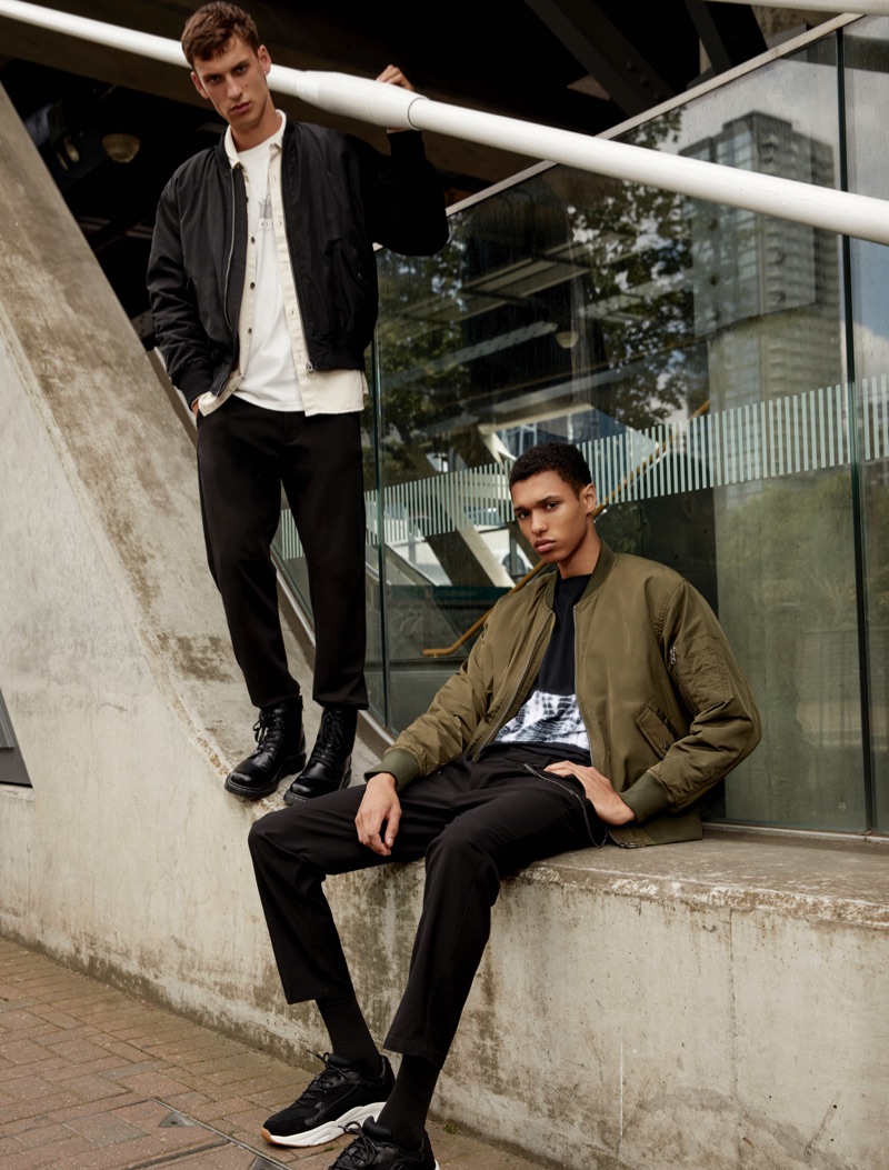 Showcasing Pull & Bear's Urban collection, models David Trulik and Gilbert Van Damme come together.