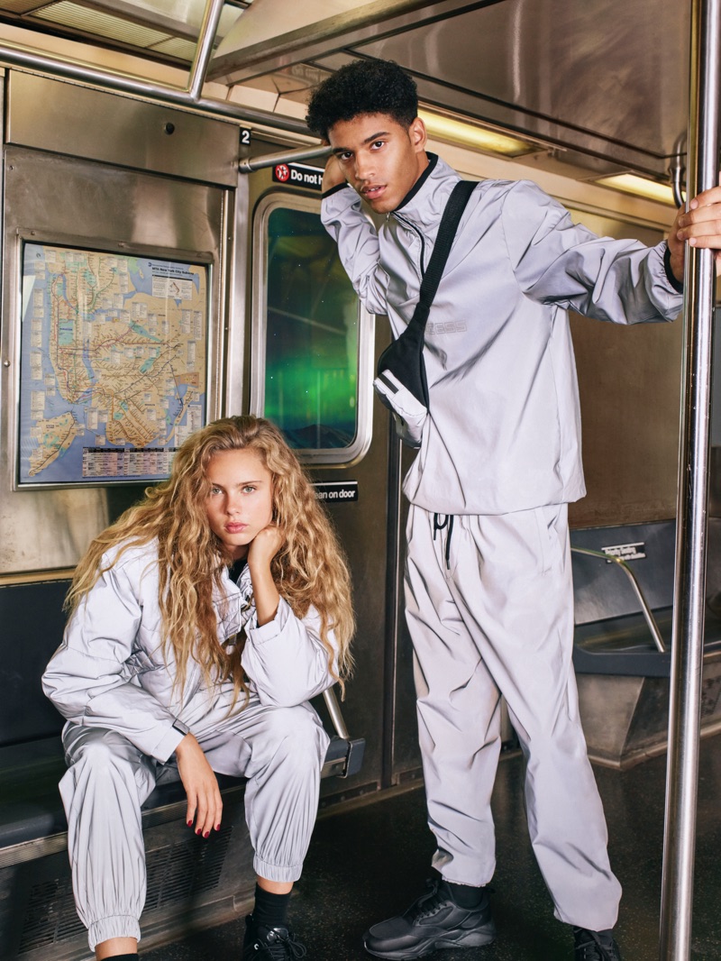 Olivia Vinten and Hector Diaz go sporty in grey looks for Pull & Bear's fall-winter 2019 campaign.