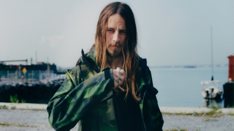 Front and center, Riley Hawk rocks a graphic parka from Rag & Bone.