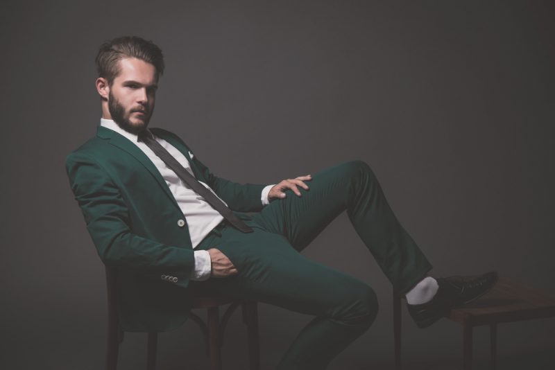 Stylish Man in Green Suit