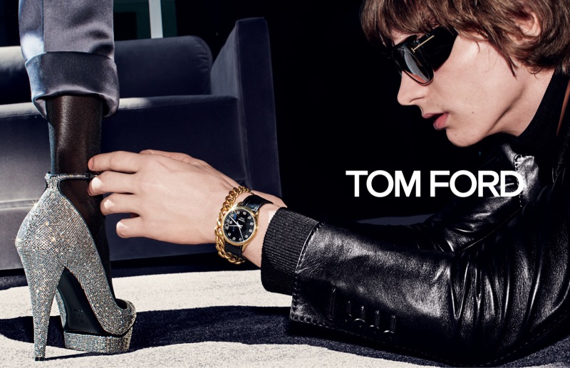 Reuniting with Tom Ford, Erik van Gils appears in the brand's fall-winter 2019 campaign.