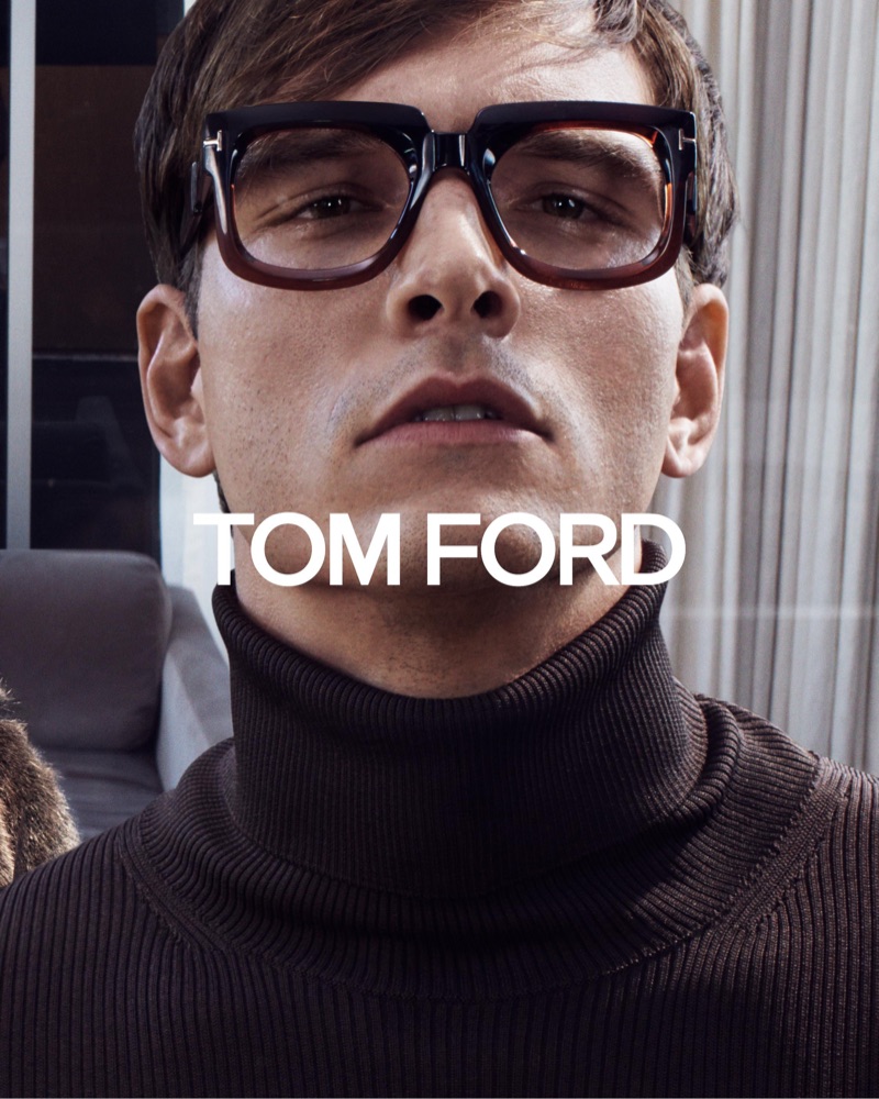 Brazilian model Alexandre Cunha stars in Tom Ford's fall-winter 2019 eyewear campaign.