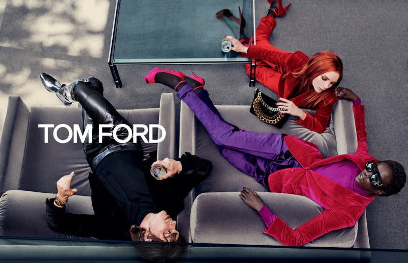 Models Erik van Gils, Mariacarla Boscono, and Anok Yai come together for Tom Ford's fall-winter 2019 campaign.