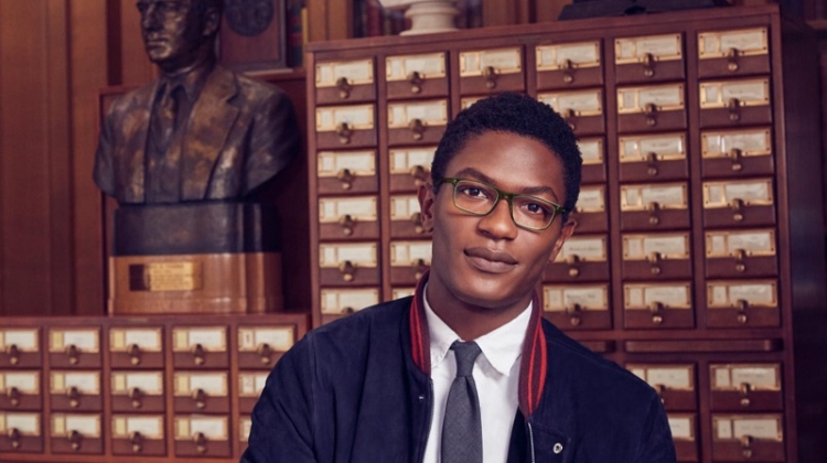 A smart vision, Hamid Onifade sports Warby Parker's Becton glasses in Rosemary Crystal.