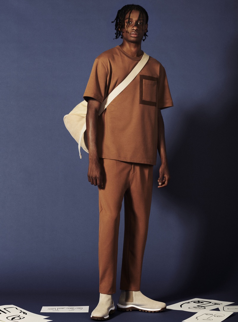 Embracing a monochromatic brown look, Dion Embata sports fall fashions from Zara.