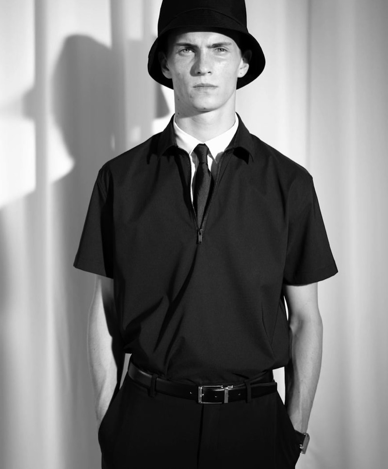 Front and center, Luc Defont-Saviard showcases styles from Zara Man's traveler collection.