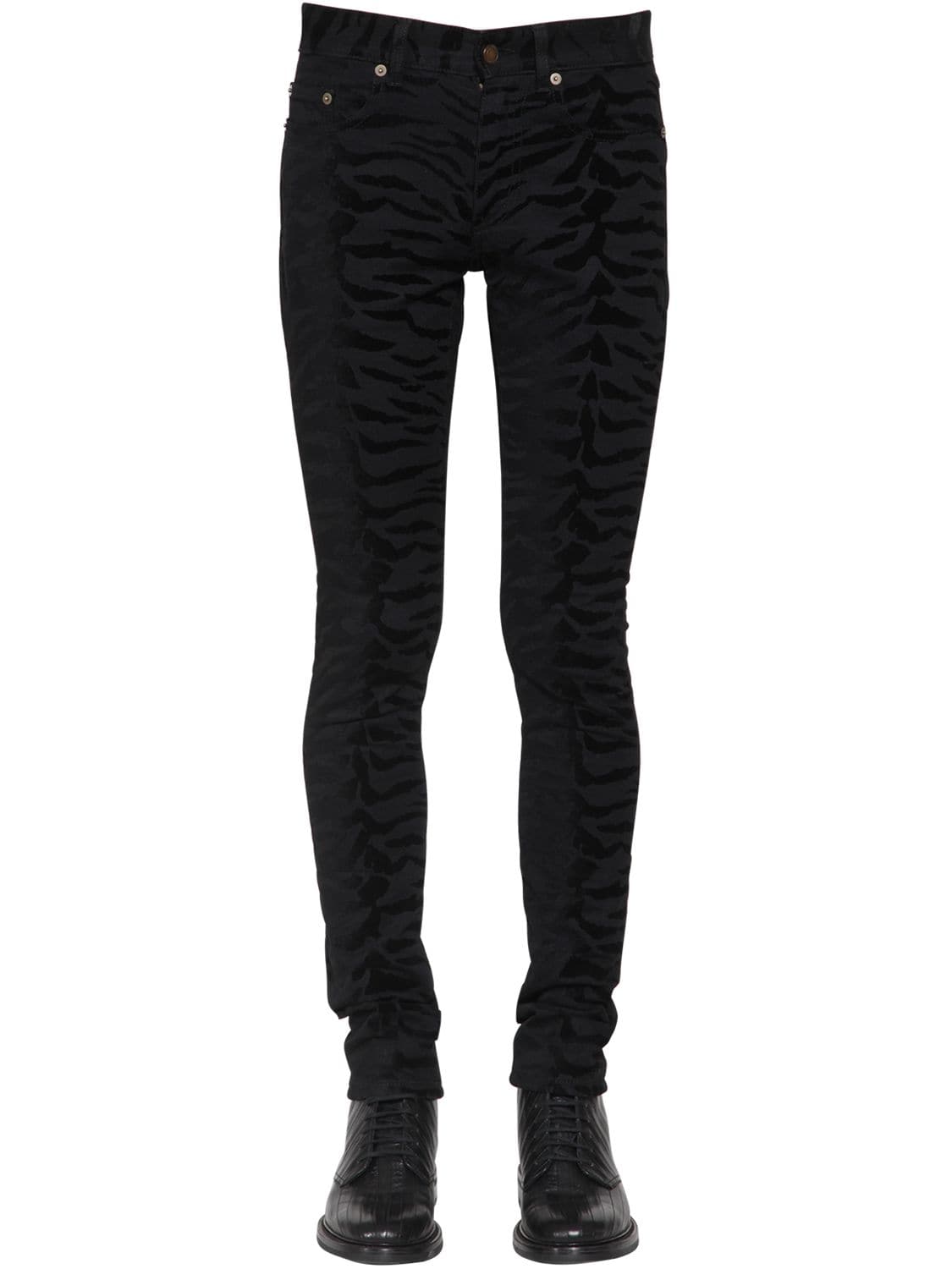 zebra denim pants