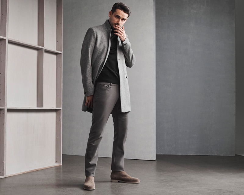 Front and center, Arthur Kulkov sports 34 Heritage's Courage mid-rise, straight graphite commuter pants. » Arthur Kulkov & Andrew Shaw Model 34 Heritage Fall '19 Styles Front and center, Arthur Kulkov sports 34 Heritage's Courage mid-rise, straight graphite commuter pants.