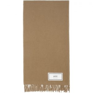 AMI Alexandre Mattiussi Beige Fringe Scarf AMI Alexandre Mattiussi Beige Fringe Scarf